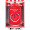 STI SS2077EX-EN Indoor / Outdoor Surface Weather Resistant Momentary (Illuminated) with Red Lens Stopper Station and 'EMERGENCY EXIT' English Label, Red