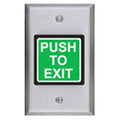 SDC 423PU 420 Series Illuminated Push to Exit Button Switch, Pneumatic Timer, Adjustable (1-45 seconds), DPST, Green/Red Button, Dull Stainless