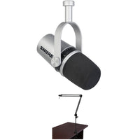 Shure MV7 Podcast Microphone Kit with Boom Arm (Silver)