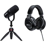Shure MV7 Podcast Microphone Kit with Tabletop Tripod and Headphones (Black)