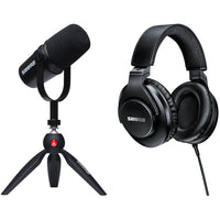 Shure MV7 Podcast Microphone Kit with Tabletop Tripod and Headphones (Black)