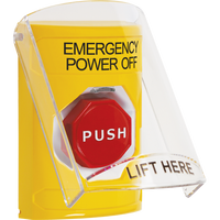 STI SS2225PO-EN Indoor Flush / Surface Momentary Stopper Station with EMERGENCY POWER OFF Label, Yellow