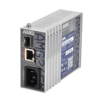 AMG Systems AMG265M-1GAT-1S-P30 Series Industrial Multirate Mini PoE Media Converter, 1 x 10/100/1000Base-T(x) RJ45 Port, 1 x 100/1000Base-Fx SFP Port, Integrated 30W PSU