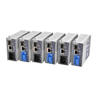 AMG Systems AMG265M-1GBT-1S-P90-T Series Industrial Multirate Mini PoE Media Converter, 1 x 10/100/1000Base-T(x) RJ45 Port, 1 x 100/1000Base-Fx SFP Port, Integrated 90W PSU