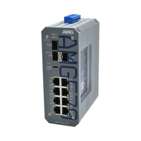 AMG Systems AMG570-8GAT-3S-P240 Series Industrial 11-Port Managed Switch, 8 x 10/100/1000Base-T(x) RJ45 Ports, 3 x 100/1000/2.5G Base-FX SFP Ports, 50-56VDC Power Input