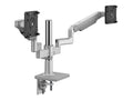 Humanscale X2NTNCBSCTBCTB12 M/Flex for Dual M2.1 Monitor Arms with Clamp Base, 4 Straight Link and Dynamic Link Silver with Gray Trim