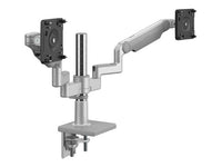 Humanscale X2NTNCBSCTBCTB12 M/Flex for Dual M2.1 Monitor Arms with Clamp Base, 4 Straight Link and Dynamic Link Silver with Gray Trim