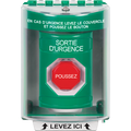 STI SS2178EX-FR Indoor / Outdoor Surface Pneumatic (Illuminated) Stopper Station with 'EMERGENCY EXIT' Label French, Green