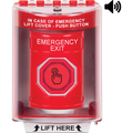 STI SS2087EX-EN Indoor / Outdoor Surface with Horn Weather Resistant Momentary Stopper Station and 'EMERGENCY EXIT' Label, Red