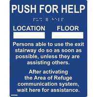 Viking ARS-IB100 Area of Refuge Sign, Instructional Braille and Raised Letter, Blue