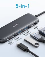Anker 332 USB-C Hub (5-in-1) - side view | Silarius
