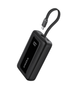 Anker Zolo Power Bank (10K, 30W) with a 5.4-inch (13.7 cm) built-in USB-C cable. - front view | Silarius