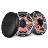 NXL 6.5' 2-Way Coaxial Marine Speaker With LED RGB Lights 100 Watts Rms 4-Ohm - Black Carbon Fiber - front view | Silarius