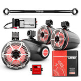 JK-TUBE 4x 8' Marine Towers Speakers with RGB LED Lights, 4-Channel Marine Amplifier and AMPKIT for... - rear view | Silarius