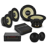 DXQ 6.5" 3-Way Component Speaker Set with Yellow Straw + Composite Foam Cone | 150W RMS 4-Ohm