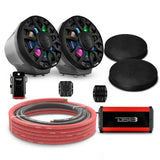 6.5' Loaded Flat Mount Speaker Pods with Amplifier, Installation Kit and Digital LED Lights, Pack... - detail view | Silarius