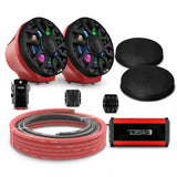 6.5' Loaded Flat Mount Speaker Pods with Amplifier, Installation Kit and Digital LED Lights, Pack... - detail view | Silarius