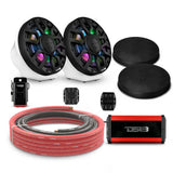 6.5' Loaded Flat Mount Speaker Pods with Amplifier, Installation Kit and Digital LED Lights, Pack... - detail view | Silarius