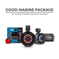 DS18 Good Marine Stereo Package 2 x 6.5' Speaker Tower| 1 x 2 Ch Amplifier | 1 x MOFCKIT4 and 1 x ... - front view | Silarius
