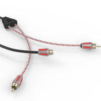 Level 3 RCA 100% Copper OFC Y Connector 2 FEMALE to 1 MALE - BLACK - RED - front view | Silarius