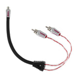Level 3 RCA 100% Copper OFC Y Connector 1 FEMALE to 2 MALE - BLACK / RED Kit - side view | Silarius