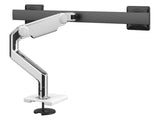 Humanscale M81NTNBWB2B M8.1 with Bolt-through Mount for DUAL Monitors with Crossbar - Polished Aluminum with White TRIM