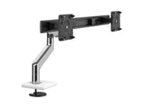 Humanscale M81NTNBWB2B M8.1 with Bolt-through Mount for DUAL Monitors with Crossbar - Polished Aluminum with White TRIM - Black 100MM X 100MM VESA Bracket