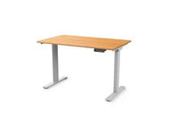 Humanscale FYH12TS2448BM EFloat Go 2.0 Sit/Stand T-Foot Style Table with 24IN x 48IN Bamboo Surface and T-Foot Style Silver Base