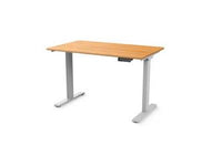 Humanscale FYH12TS3060BM EFloat Go 2.0 Sit/Stand T-Foot Style Table with 30IN x 58IN Bamboo Surface and T-Foot Style Silver Base