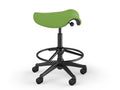 Humanscale F300GK459FYKNSC Freedom Saddle Stool with Graphite Frame and Verdant Lotus Fabric, Extra High 10IN Cylinder with 20IN Footring, and Locking Casters