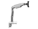 Humanscale M81M32CWBTBNA M8.1 Monitor Arm with M/Connect 3 Data Hub and Clamp Mount, Polished Aluminum with White Trim
