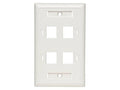 Eaton Tripp Lite N042-001-04-WH 4-Port Keystone Faceplate, Single Gang, ID Labels, White, TAA