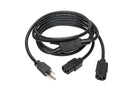 Eaton Tripp Lite P006-006-2 Y Splitter Power Cable, NEMA 5-15P to 2x C13 - 10A, 125V, 18 AWG, 6 ft. (1.83 m), Black