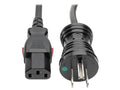 Eaton Tripp Lite P006-L25-HG15 Hospital-Grade Power Cord, NEMA 5-15P to Locking IEC C13 - Green Dot, 15A, 125V, 14 AWG, 25 ft. (7.62 m)