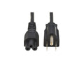 Eaton Tripp Lite P013-006 3-Slot Power Cord, NEMA 5-15P to C5 - Laptop/Notebook, 7A, 125V, 18 AWG, 6 ft. (1.8 m), Black