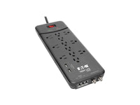 Eaton Tripp Lite TLP128TTUSBB Protect It 12-Outlet Surge Protector, 8 ft. (2.43 m) Cord, 4320 Joules, Tel/Modem/Coax Protection