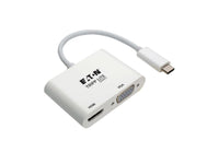 Eaton Tripp Lite U444-06N-HV4K USB-C Multiport Adapter (M/2xF) - 4K HDMI, VGA, White