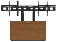 iCart CRED2VTHIN-S 2-bay, low profile, AV cabinet includes single 45-98in display mount, (1) 3RU vertical rack, rack-mount 6-port power strip, door knobs, and leveling