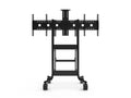 iCart RPS-500L Mobile cart supports dual 70 displays. Includes universal display mount, adjustable video camera shelf, 10RU, and adjustable rack shelf. TAA