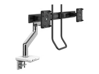 Humanscale M82WBHBT M/Flex for M8 Pro Monitor Arm, Polished/White, Crossbar with Handle, tech mount, Polished Aluminum with White Trim