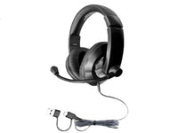 HamiltonBuhl ST2BKUC-10 Smart-Trek Deluxe Stereo USB-C Headset with integrated USB-A Adapter Dongle, Black with Silver Accents - 10 Pack