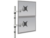 HAT Design Works 9114-D-28-124 Dual Tier Foldable LCD Monitor Arm w/28 Pole, Silver