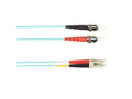 Black Box FOCMR10-002M-STLC-AQ OM3 50/125 Multimode Fiber Optic Patch Cable - OFNR PVC, ST to LC, Aqua, 2-m (6.5-ft.), GSA, TAA/