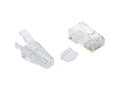 Black Box FMTP6A-CL-100PAK CAT6A Modular RJ-45 Plug with Load Bar and Clear Snagless Strain Relief Boot - Unshielded, Solid/Stranded Conductor, 100-Pack
