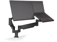 HAT Design Works 7050-1000-500SR-104 Height Adjustable Laptop + Monitor Mount, Black, 13-28 lb monitor, 3-13.5 lb laptop, 32IN screen