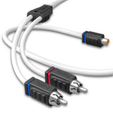 RCA Marine Grade Tinned 100% Copper OFC Y Connector 1 FEMALE to 2 MALE - WHITE - front view | Silarius