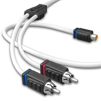 RCA Marine Grade Tinned 100% Copper OFC Y Connector 1 FEMALE to 2 MALE - WHITE - front view | Silarius