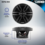 MP 6.5' 2-Way Coaxial Marine Speaker 60 Watts Rms 4-Ohm -Black - detail view | Silarius