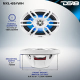 NXL 6x9' 2-Way Coaxial Marine Speaker with LED RGB Lights | 125W RMS 4-Ohm - detail view | Silarius