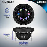 NXL 6.5' 2-Way Coaxial Marine Speaker with Bullet Tweeter and Digital Led Lights | 150W RMS 4-Ohm - detail view | Silarius